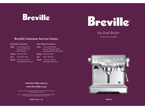 breville customer services pdf manual